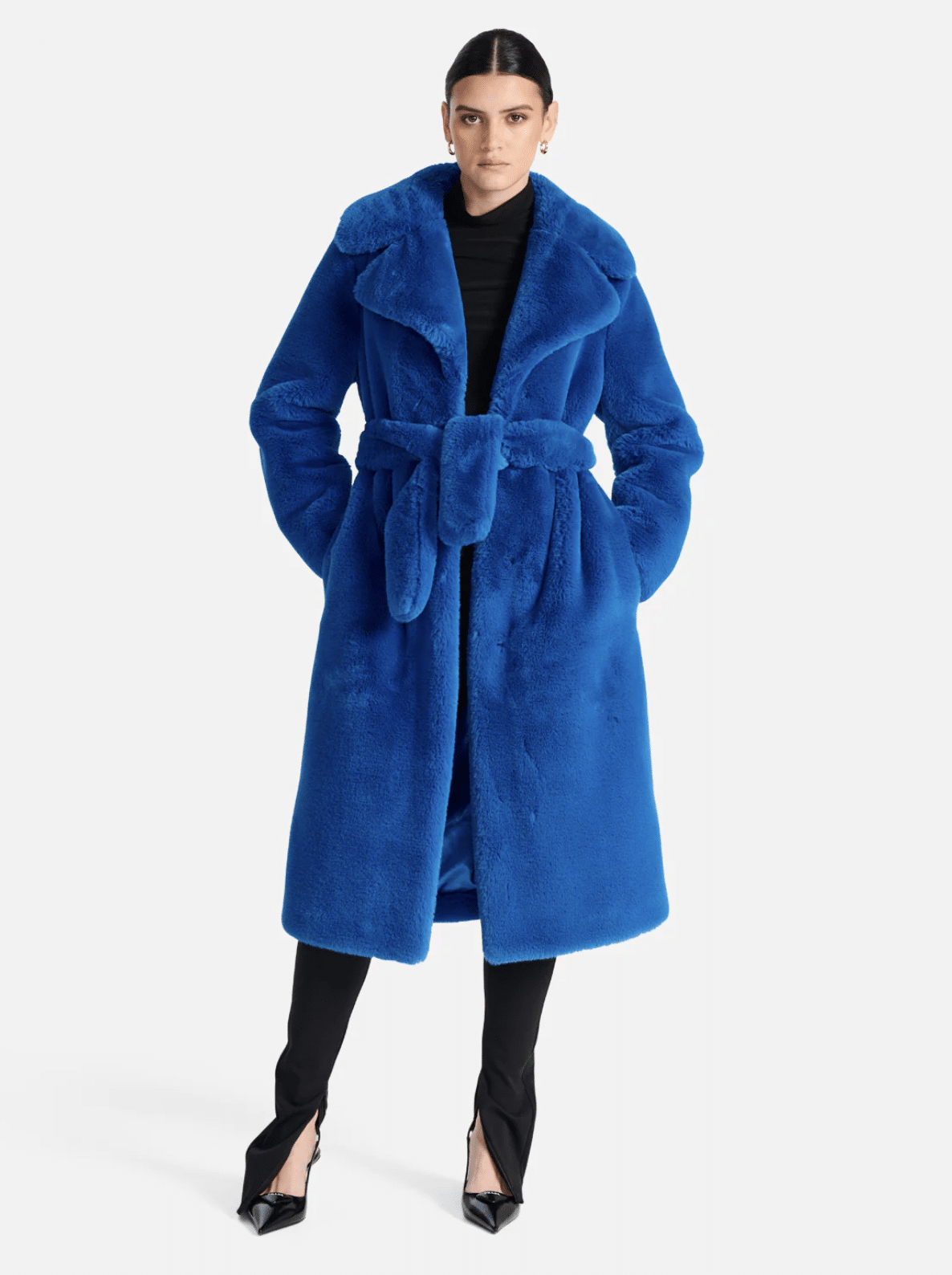 Ena pelly – tahnee longline faux fur jacket | azure blue – Nixon + Maude