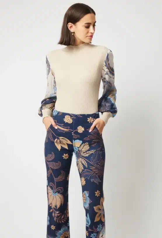 Once was - Getty flared leg ponte pant | lotus flower - Image 2