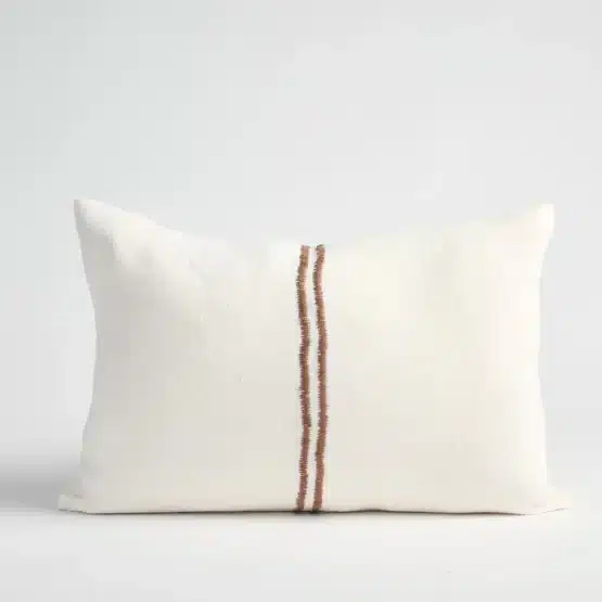 eadie lifestyle - Orion Linen Cushion - Off White/Chocolate