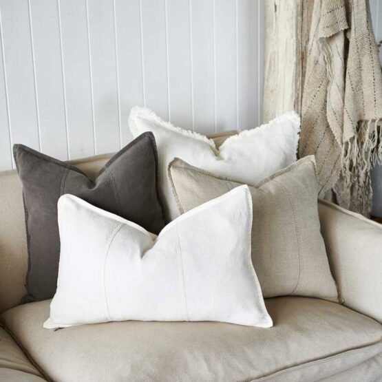 eadie lifestyle - Luca® Linen Cushion - Off White - Image 3