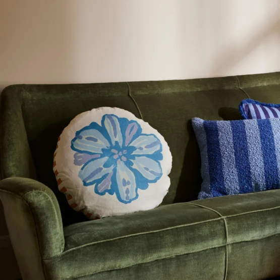 Bonnie & neil - candy blue round 50cm cushion - Image 3