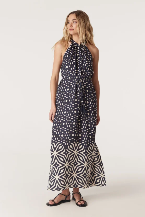 CABLE -  Temple Halter Neck Dress | Mosaic Print - Image 6