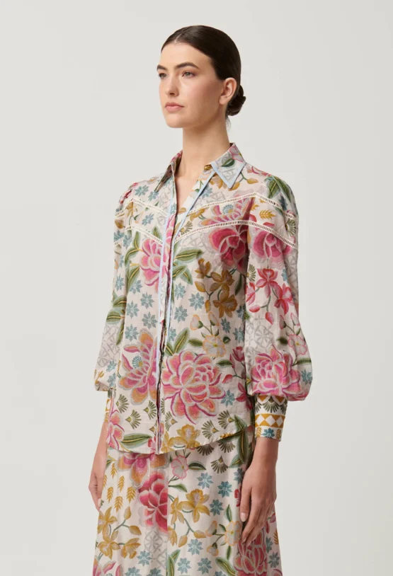 once was - wren slub shirt | azalea flowers - Image 3