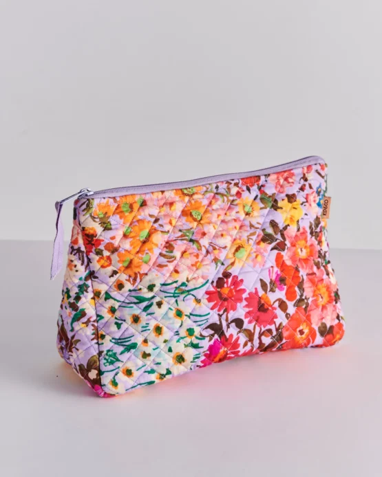 kip & co - Forever Floral Lilac Quilted Cotton Toiletry Purse - Image 2