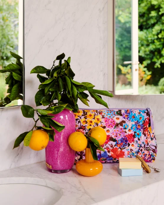 kip & co - Forever Floral Lilac Quilted Cotton Toiletry Purse