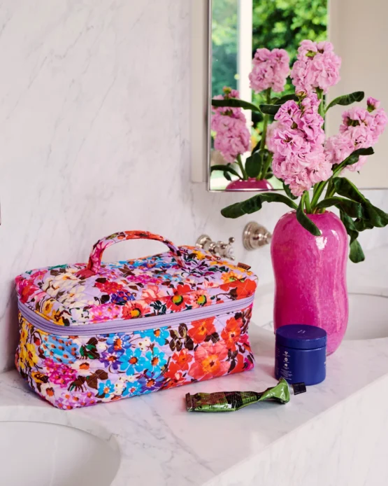 Kip & co - Forever Floral Lilac Quilted Cotton Toiletry Case