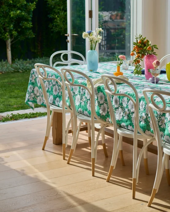 kip & co - Tumbling Flowers Green Linen Tablecloth Standard 1 Rectangular - Image 2