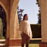 Cable - Brushed Pure Cashmere poncho | fawn - Image 6