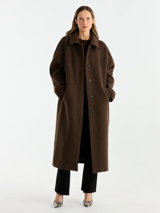 ena pelly - cleo wool blend coat | chocolate