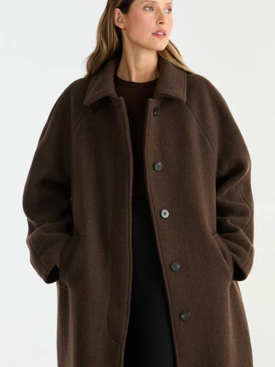 ena pelly - cleo wool blend coat | chocolate - Image 2