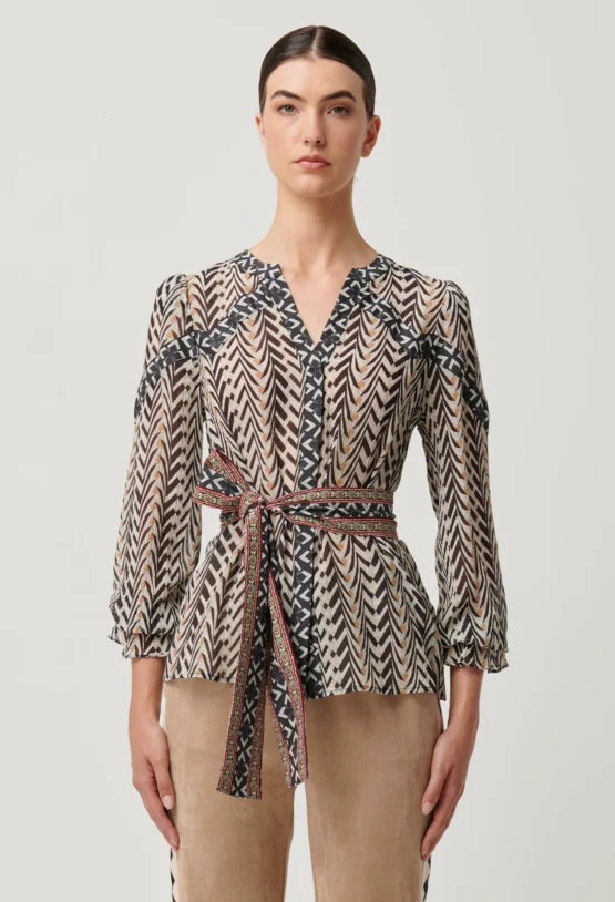 once was - fallon blouse w tie | bromegrass - Image 3