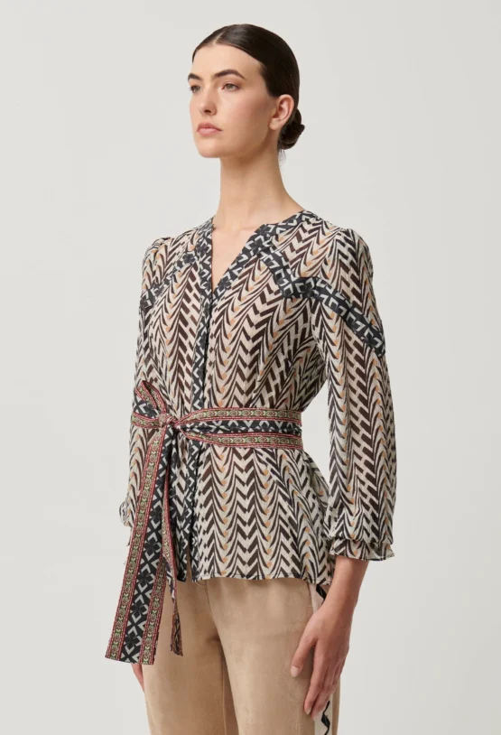 once was - fallon blouse w tie | bromegrass - Image 2