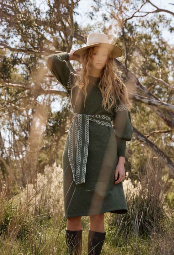 once was - sierra midi dress | moss