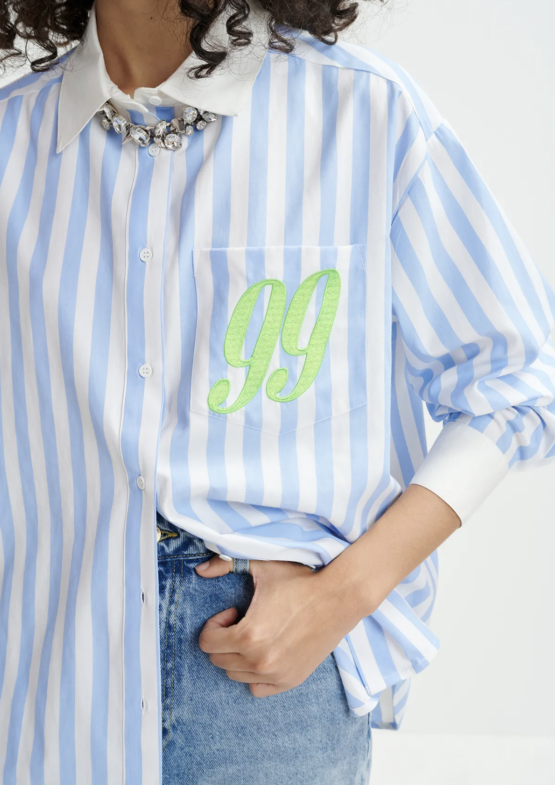 Essentiel Antwerp - Embroidered shirt | aqua blue - Image 2