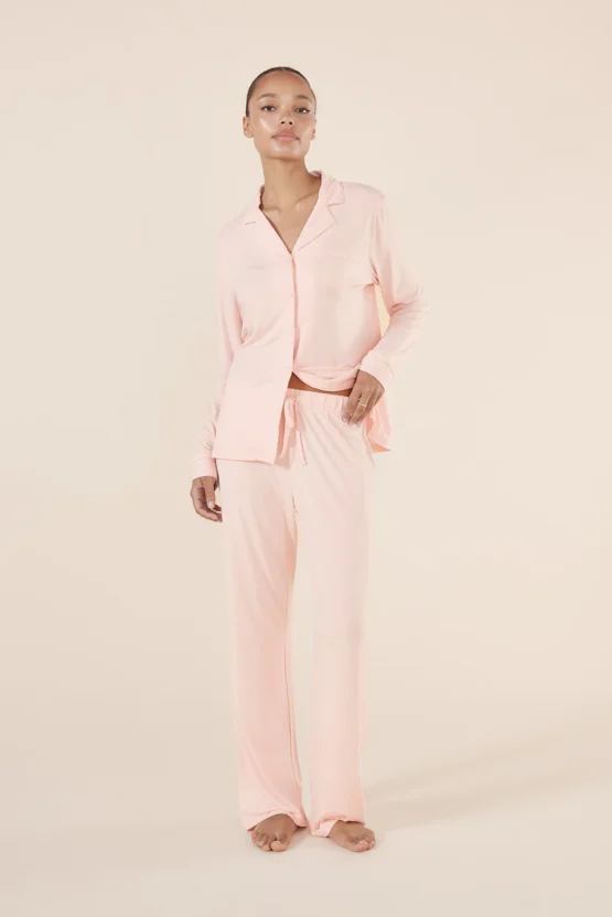 gingerlilly - tessa bamboo long pj set | pink