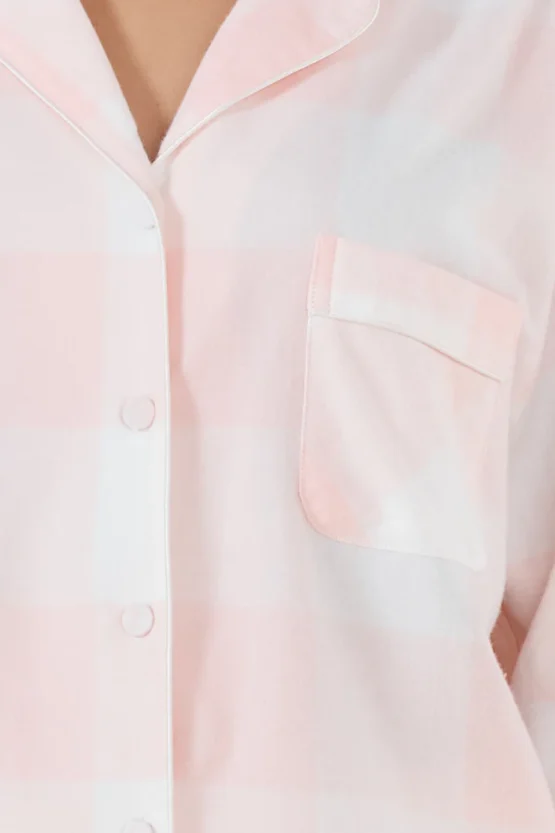 Gingerlilly - emery buffalo check cotton pj set | pink - Image 4