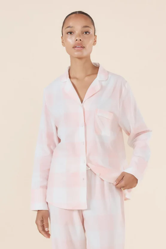 Gingerlilly - emery buffalo check cotton pj set | pink