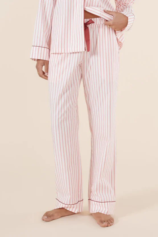 gingerlilly - octavia cotton stripe pj set | burgundy stripe - Image 5