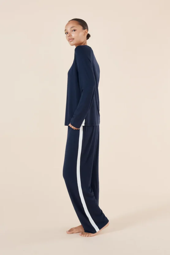 gingerlilly - anya bamboo sporty pj set | Navy - Image 3