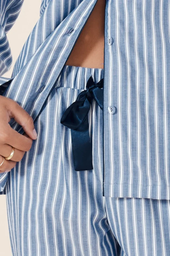 gingerlilly - octavia cotton stripe pj set | blue - Image 5