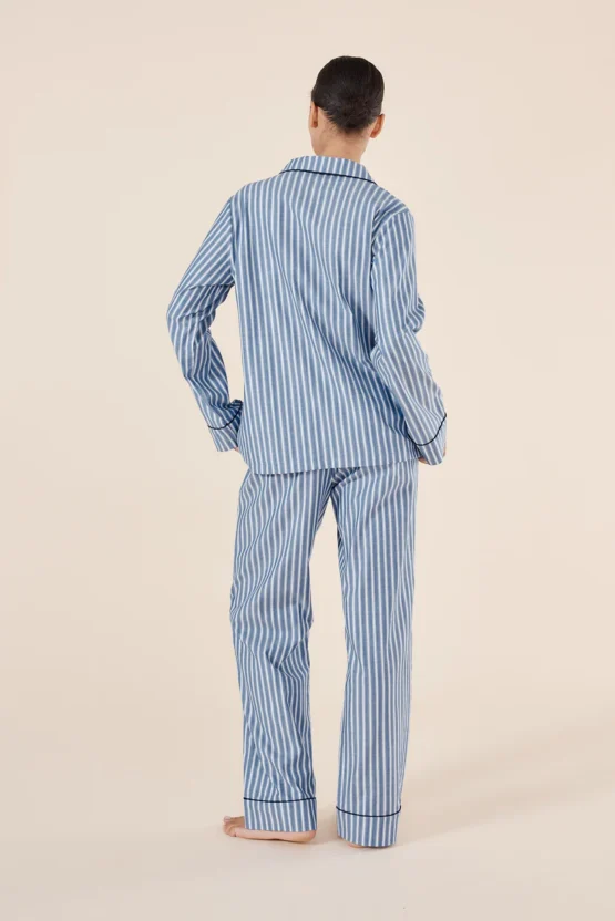gingerlilly - octavia cotton stripe pj set | blue - Image 4
