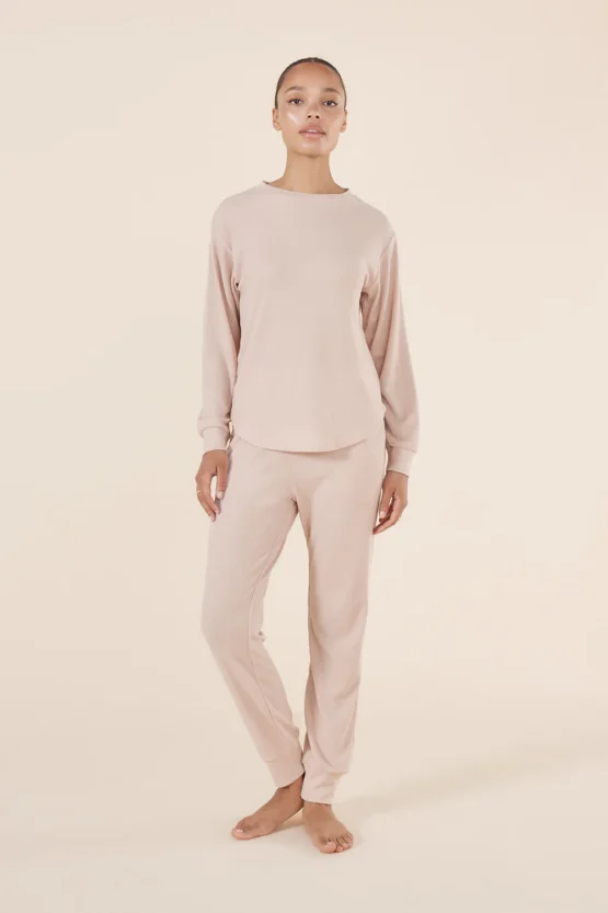 gingerlilly - lainey waffle pj set | beige