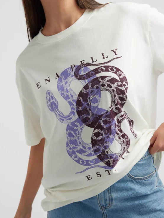 ena pelly - dual snakes tee | vintage white - Image 2