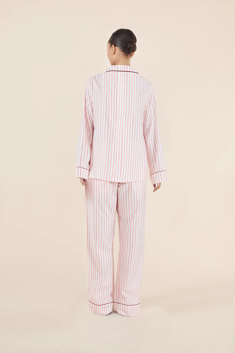 gingerlilly - octavia cotton stripe pj set | burgundy stripe - Image 3