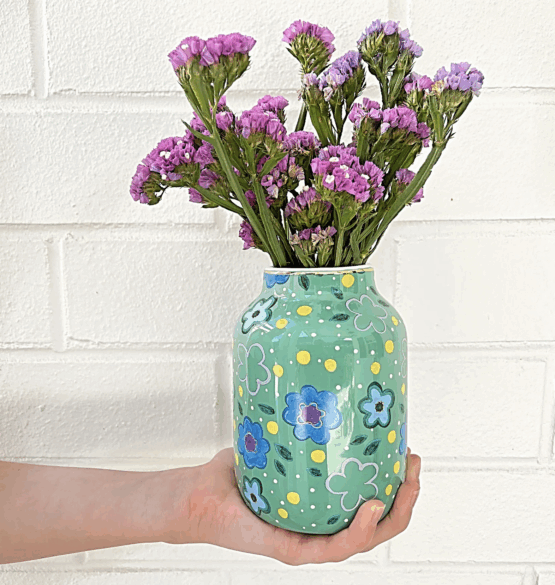 Carla Dinnage - foxy flower green large vase