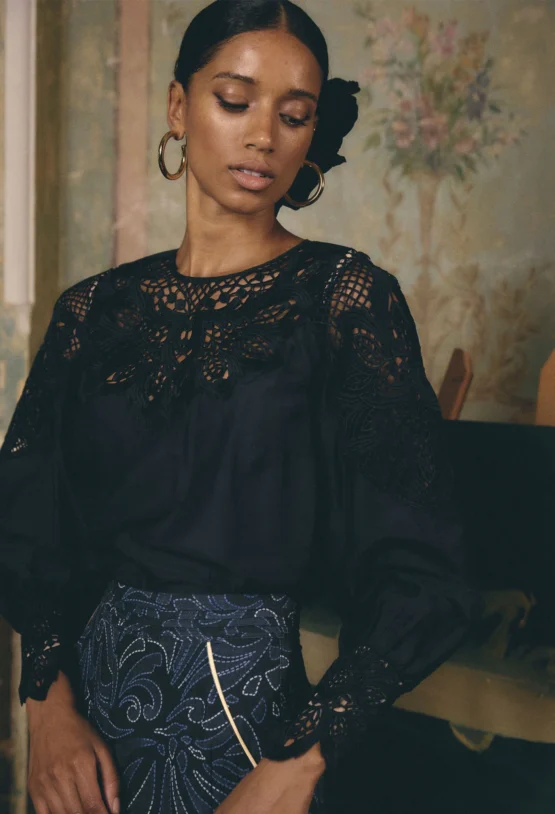 once was - mirador blouse | night sky