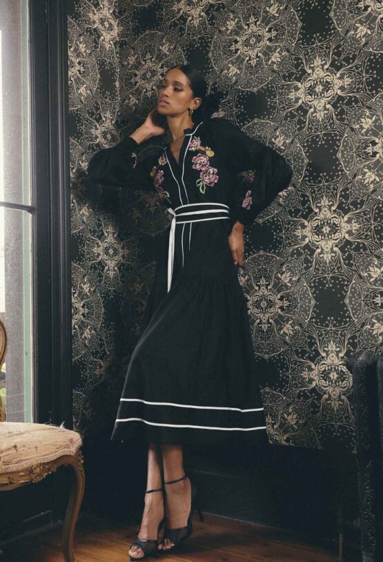 once was - catalina maxi dress | black flores