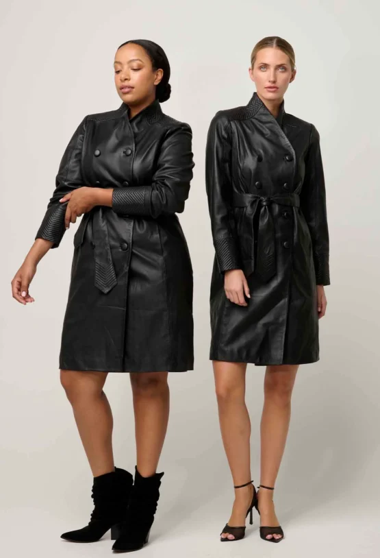 once was - leighton leather double breasted coat | onyx - Image 7