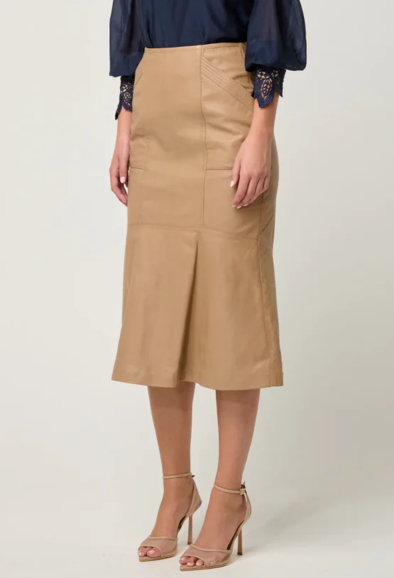 once was - mabel leather skirt | wheat - Image 4
