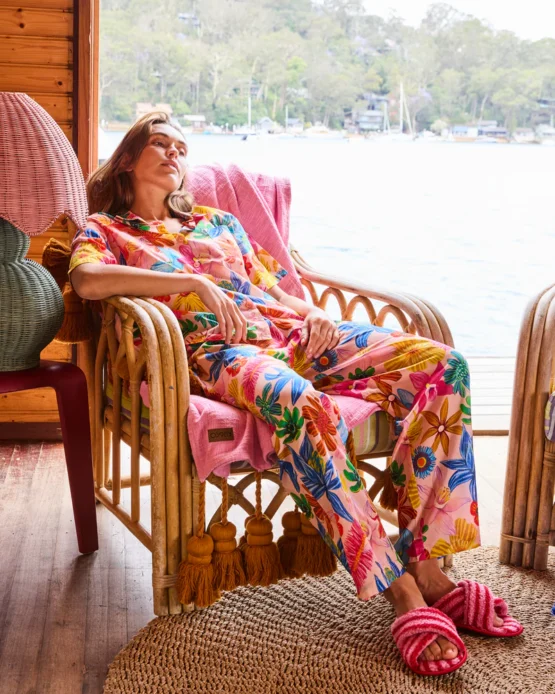 kip & co - Wild Flowers In Bloom Adult Organic Cotton Short Sleeve Shirt & Pant Pyjama Set - Image 2