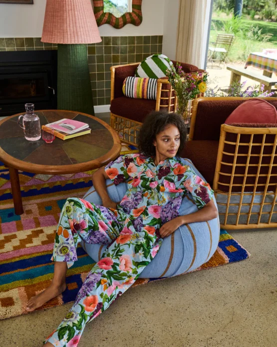 kip & co - Spring In The Air Adult Organic Cotton Short Sleeve Shirt & Pant Pyjama Set - Image 3