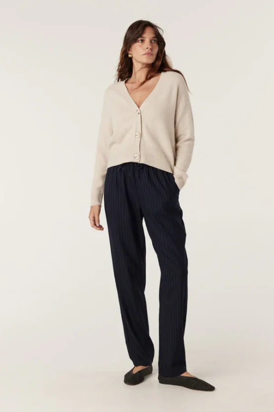 cable - vincent wool pant | navy pinstripe
