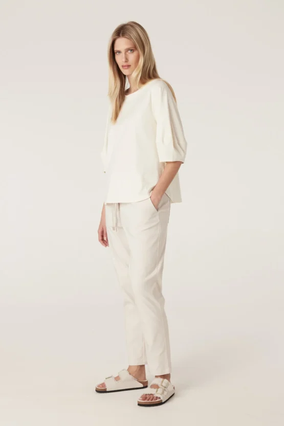 cable - pima lantern sleeve top | cream - Image 3