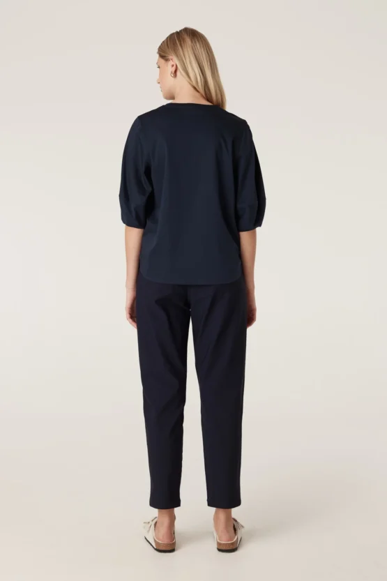 cable - pima lantern sleeve top | Navy - Image 4