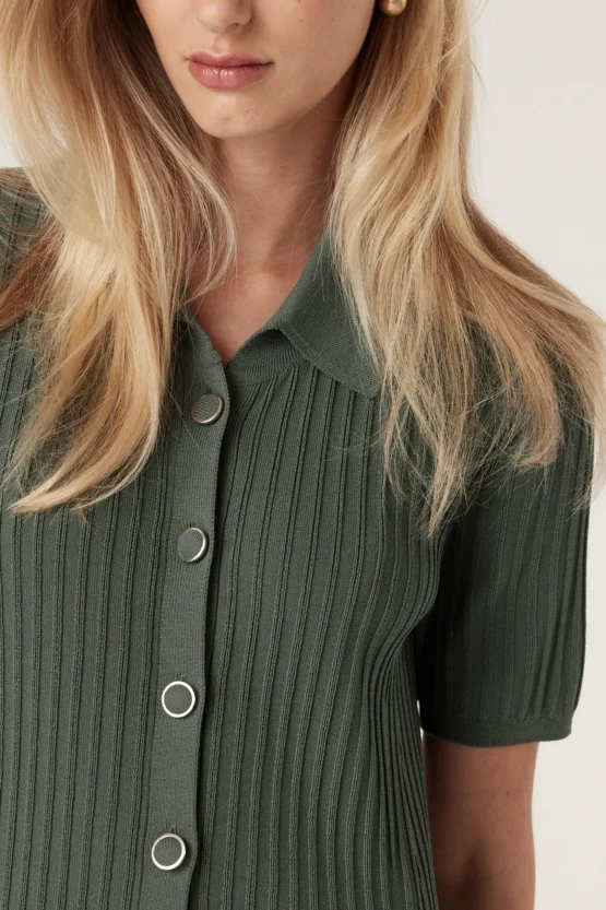 cable - brooke crepe rib dress | ivy green - Image 3