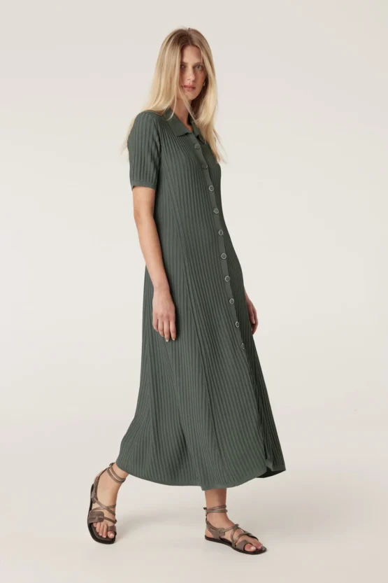 cable - brooke crepe rib dress | ivy green - Image 4