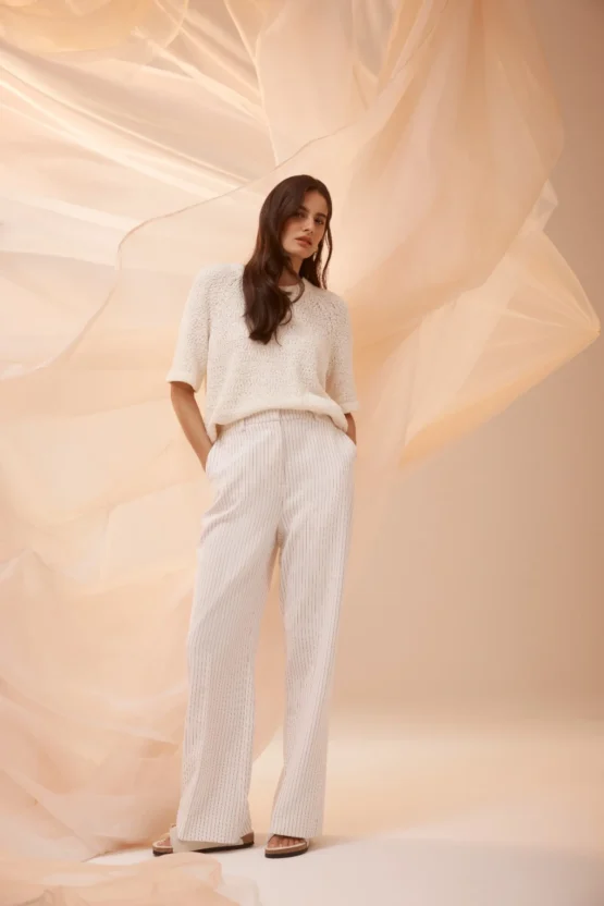 cable - tate pinstripe pant | ivory pinstripe - Image 2
