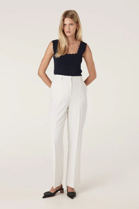 cable - tate pinstripe pant | ivory pinstripe