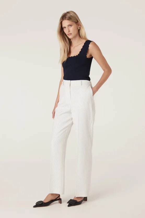 cable - tate pinstripe pant | ivory pinstripe - Image 4