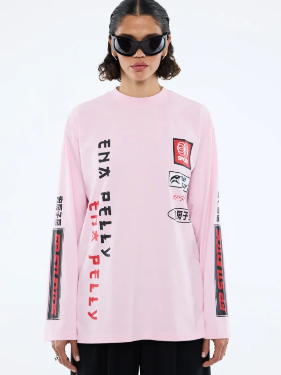 ena pelly - street signs logo long sleeve | pink
