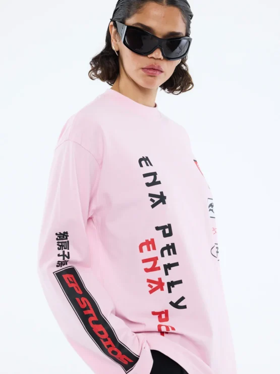 ena pelly - street signs logo long sleeve | pink - Image 2