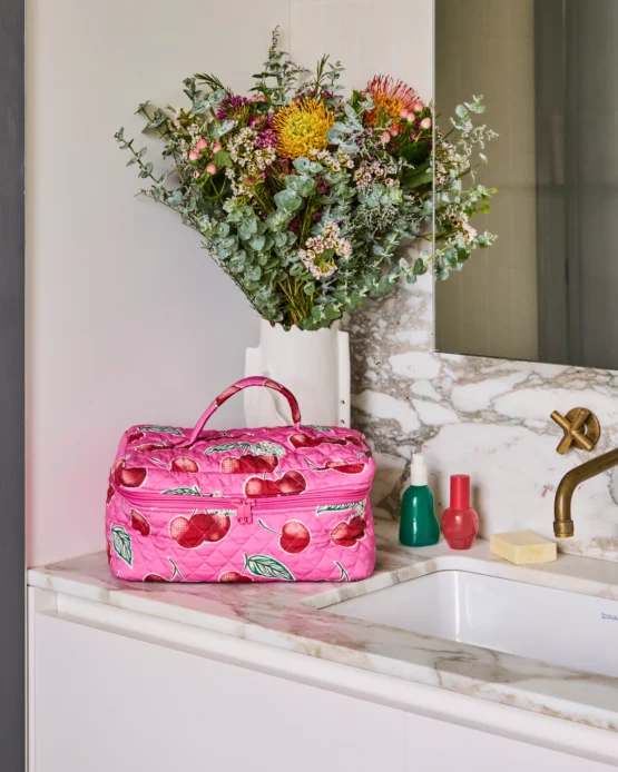 kip & co - Cherry Blossom Quilted Cotton Toiletry Case