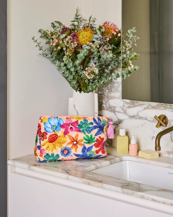 kip & co - Wild Flowers In Bloom Quilted Cotton Toiletry Purse