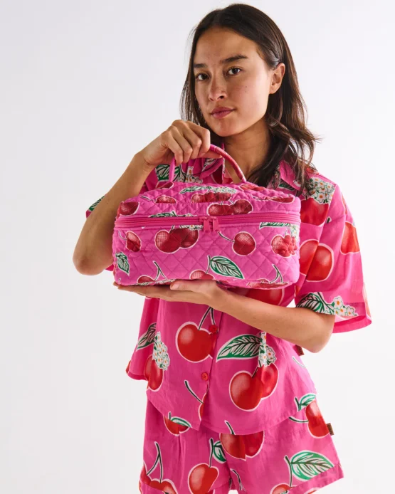 kip & co - Cherry Blossom Quilted Cotton Toiletry Case - Image 2