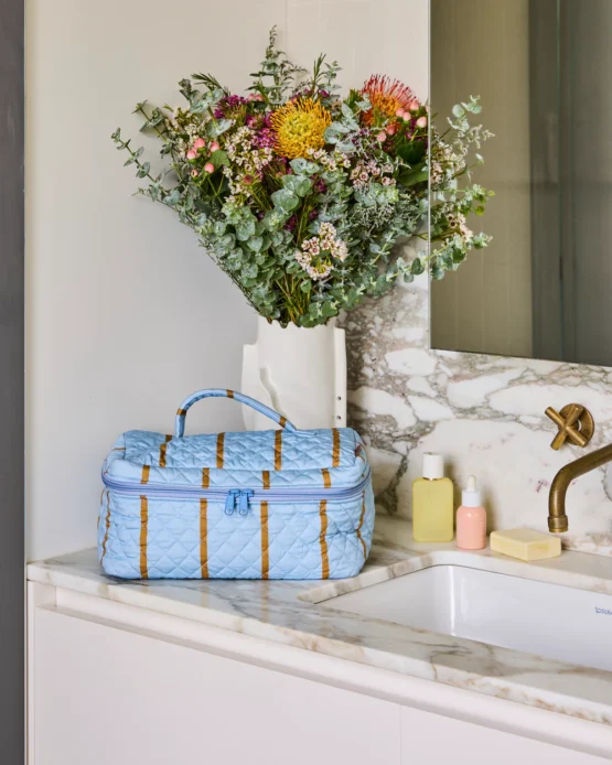 kip & co - Como Stripe Quilted Cotton Toiletry Case