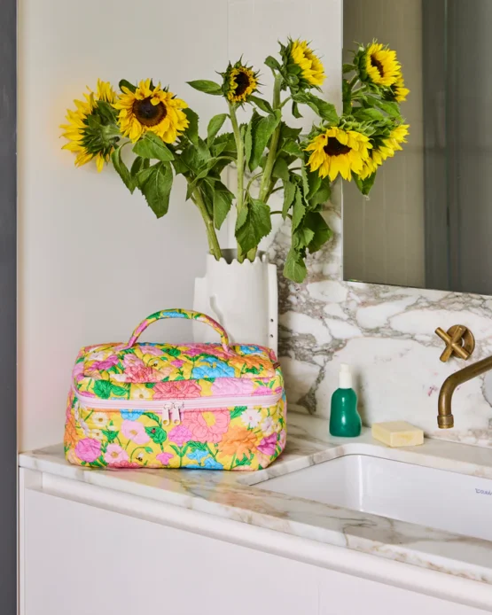 kip & co - Follow The Sun Yellow Quilted Cotton Toiletry Case
